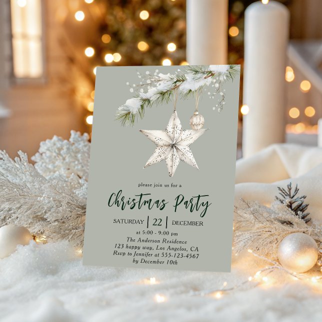 Elegant Star Christmas Party | Winter Holiday  Invitation (Creator Uploaded)