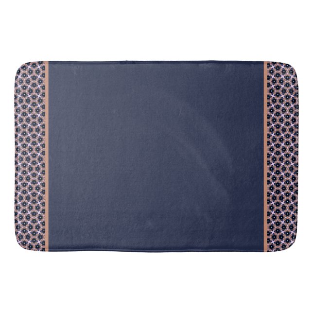 Elegant Star Flower Navy Bath Mat (Front)