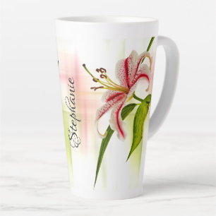 Elegant Star Lily (Stargazer) Floral Photography Latte Mug