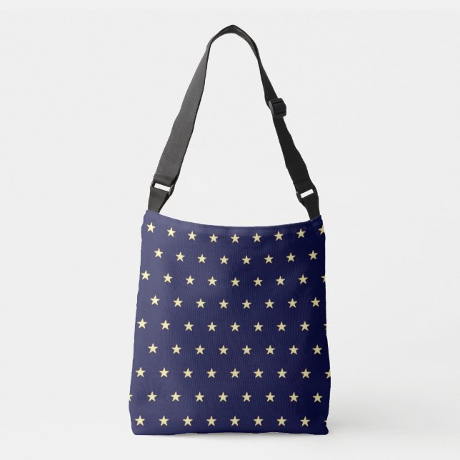 Elegant star pattern on navy blue crossbody bag (Front)