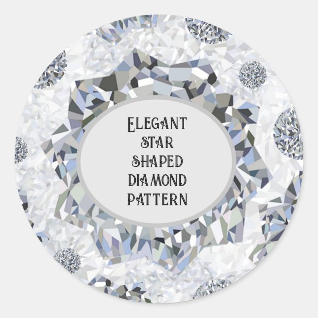 Elegant star shaped  diamond pattern classic round sticker (Front)