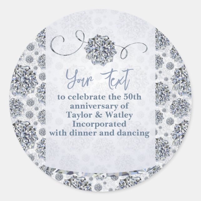Elegant star shaped diamond pattern Greeting Card Classic Round Sticker (Front)