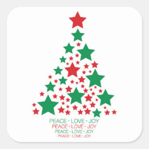 Elegant star tree square sticker