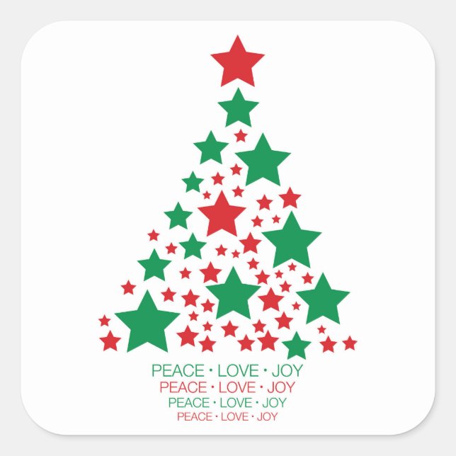 Elegant star tree square sticker (Front)