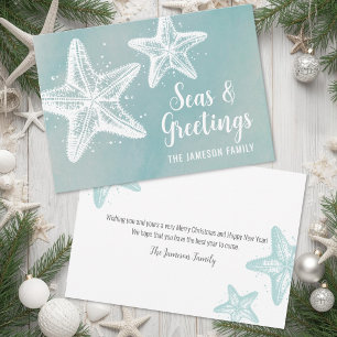 Elegant Starfish Beach Christmas Holiday Card
