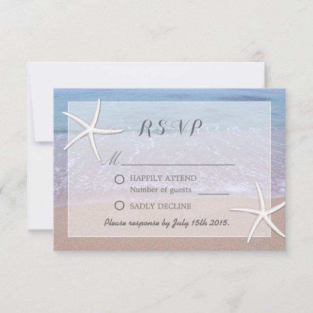 Elegant Starfish Beach Theme Wedding RSVP (Front)