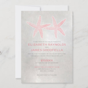 Elegant Starfish Beach Wedding Invitations