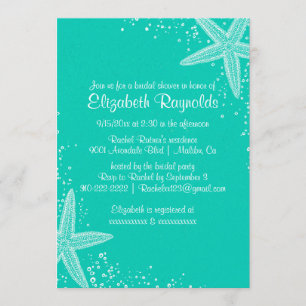 Elegant Starfish Bridal Shower Invitations