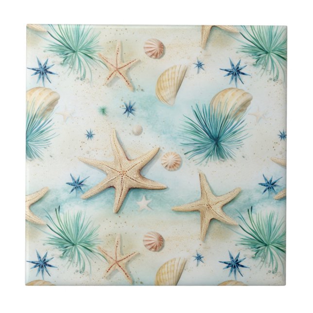 Elegant Starfish - Coastal Decor, Ocean Inspired Ceramic Tile (Front)