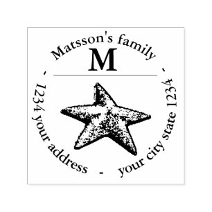 Elegant starfish monogram self-inking stamp