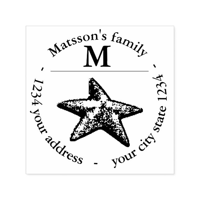 Elegant starfish monogram self-inking stamp (Design)