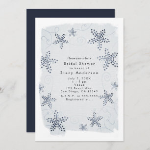 Elegant Starfish & Sequins Blue Beach Invitations