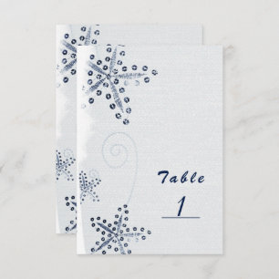 Elegant Starfish & Sequins Blue Beach Table Number