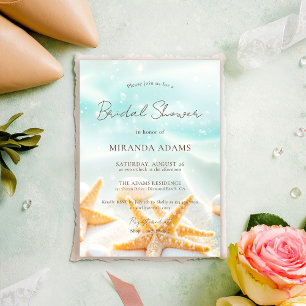 Elegant Starfish Shell Ocean Beach Bridal Shower Invitation