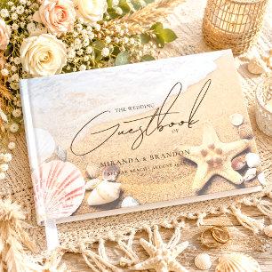 Elegant Starfish Shells Tropical Beach Wedding Guest Book
