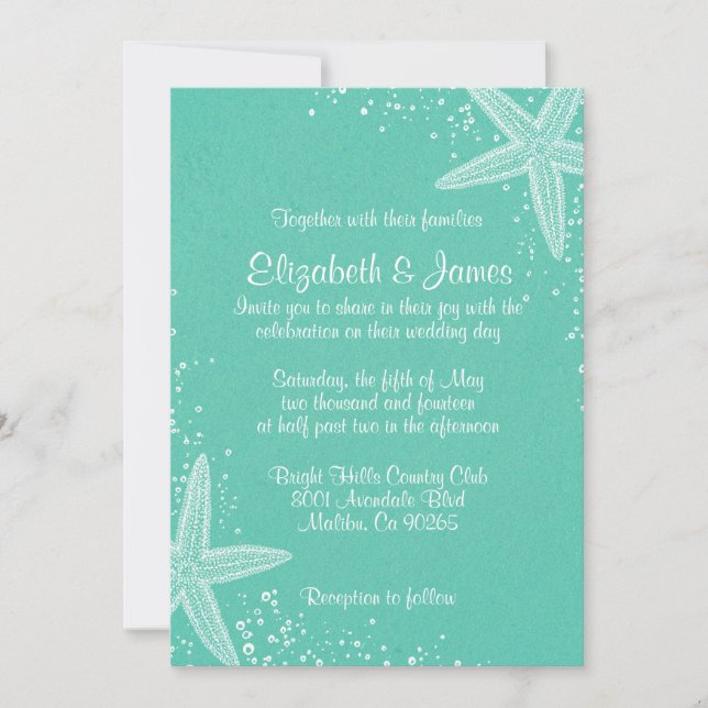 Elegant Starfish Wedding Invitations (Front)