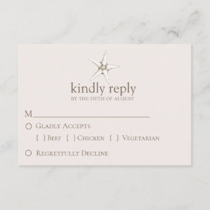 Elegant Starfish Wedding RSVP Card