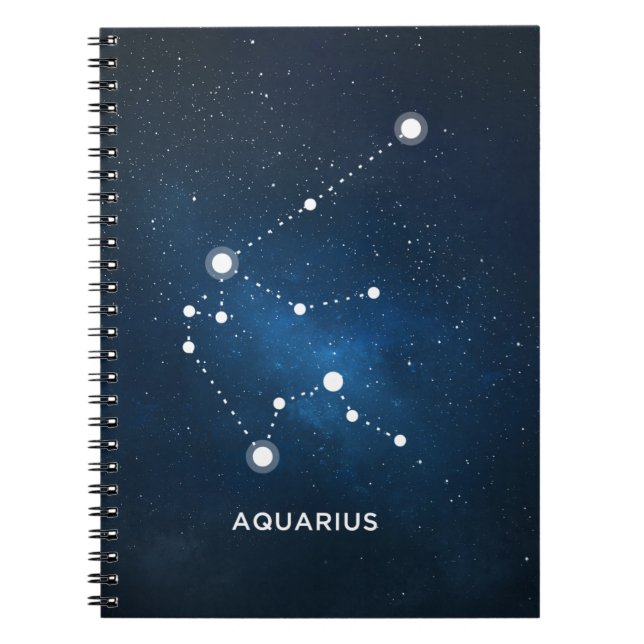 ELEGANT STARRY BLUE WATERCOLOR UNIVERSE - AQUARIUS NOTEBOOK (Front)