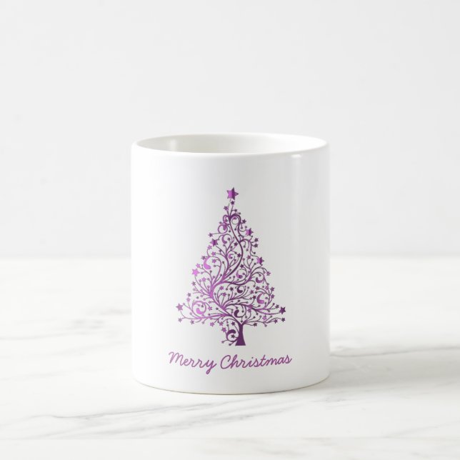 Elegant Starry Decorative Pink Christmas Tree Coffee Mug (Center)