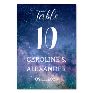 Elegant Starry Night Constellation Galaxy Modern Table Number
