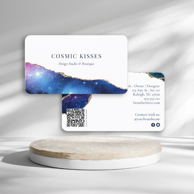 Elegant Starry Night Sky Business Logo QR Code  Card (Creator Uploaded)