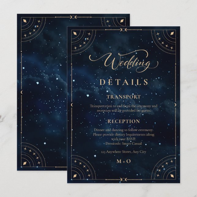 Elegant Starry night Wedding Celestial Wedding  Enclosure Card (Front/Back)