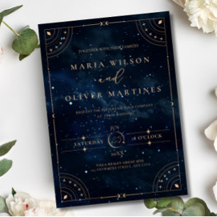 Elegant Starry night Wedding Celestial Wedding  Invitation