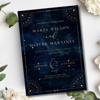 Elegant Starry night Wedding Celestial Wedding  Invitation