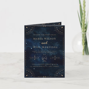 Elegant Starry night Wedding Celestial Wedding  Invitation