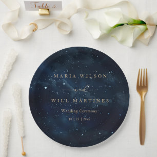Elegant Starry night Wedding Celestial Wedding Paper Plate