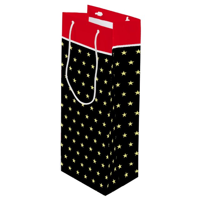 Elegant stars on black red and white gift bag (Front Angled)