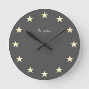 Elegant Stars on Dark Grey Round Clock