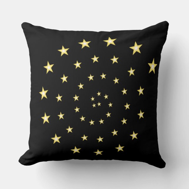 Elegant Stars Spiral on Black  Cushion (Front)