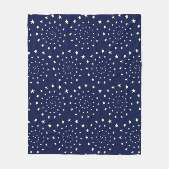 Elegant Stars Spiral on Navy Blue Fleece Blanket (Front)