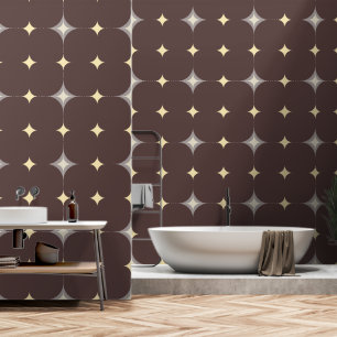 Elegant Stars Tan Grey Bown Dark Auburn Pattern Wallpaper