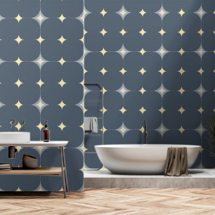 Elegant Stars Tan & Grey Very Dark Blue Pattern Wallpaper