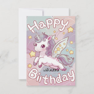 Elegant Stars Unicorn Birthday Card