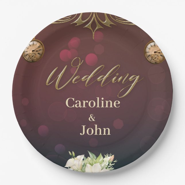 Elegant steampunk design, paper plate (Front)