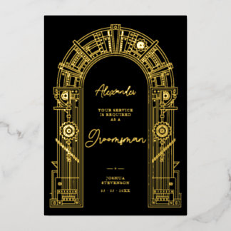 Elegant Steampunk Groomsman Proposal Gold TLW26