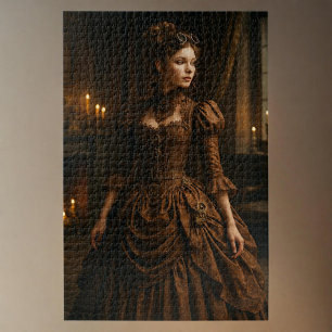 Elegant Steampunk Victorian Lady in Brown  Jigsaw Puzzle