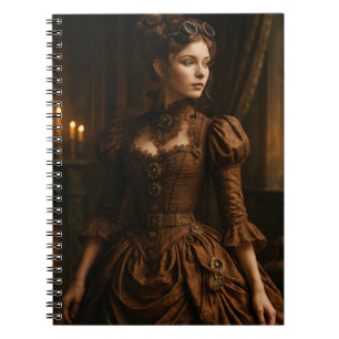 Elegant Steampunk Victorian Lady in Brown Notebook