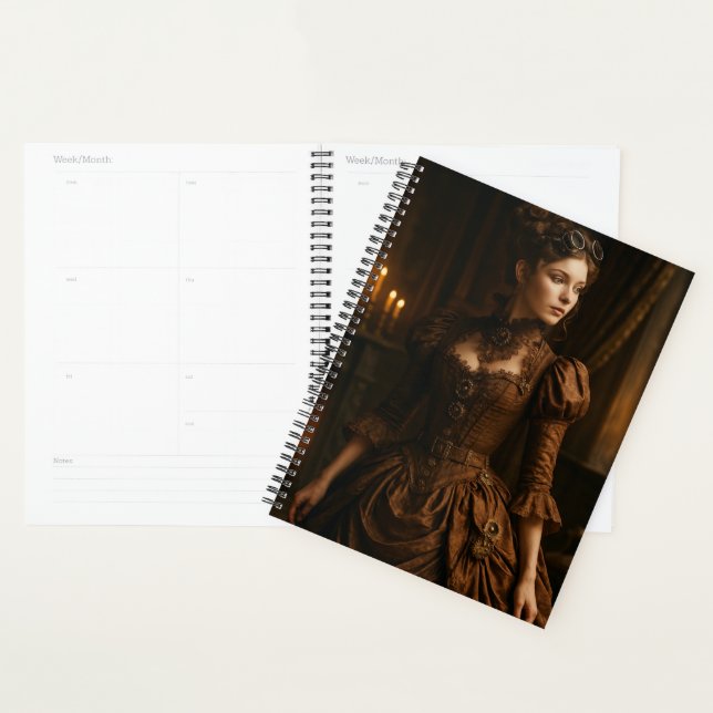 Elegant Steampunk Victorian Lady in Brown  Planner (Display)