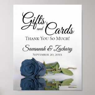 Elegant Steel Blue Rose Gifts & Cards Wedding Sign