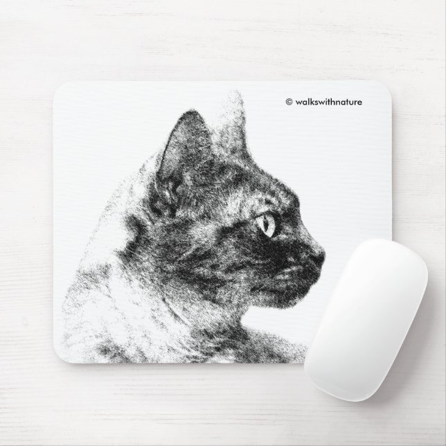 Elegant Stella the Gray Cat Mouse Pad (With Mouse)