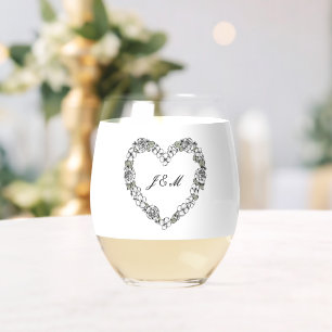 Elegant stemless wine glass with black and white h