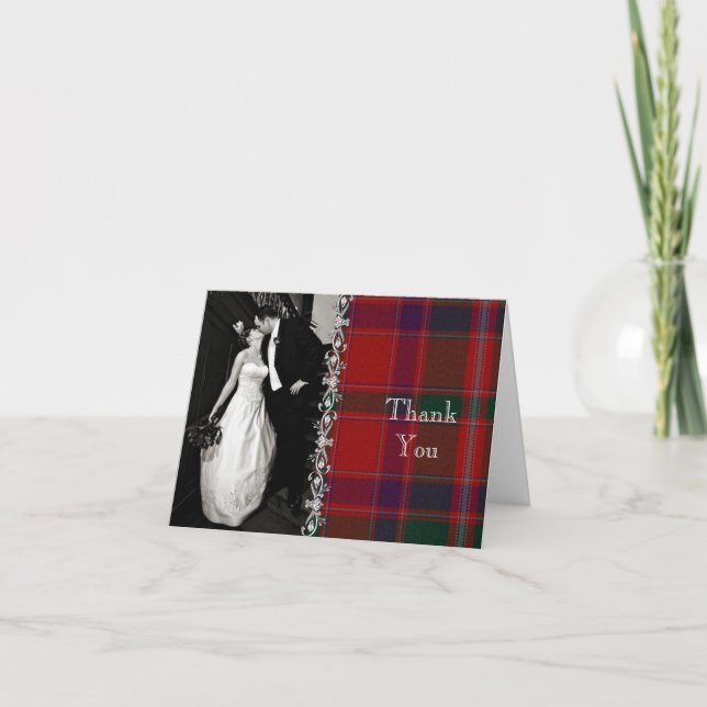 Elegant Stewart Plaid Photo Thank You Card (Front)