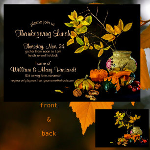 Elegant Still Life Autumn Leaves Thanksgiving Invitation