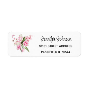 Elegant Still Life Pink Florals Return Address Return Address Label