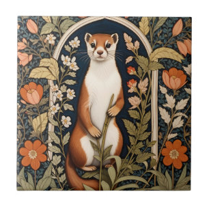 Elegant Stoat William Morris Inspired Floral Ceramic Tile