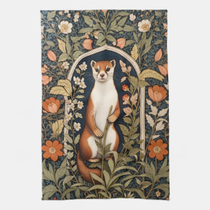 Elegant Stoat William Morris Inspired Floral Tea Towel